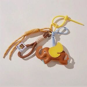 Brown Elephant Keychain with Yellow Wing